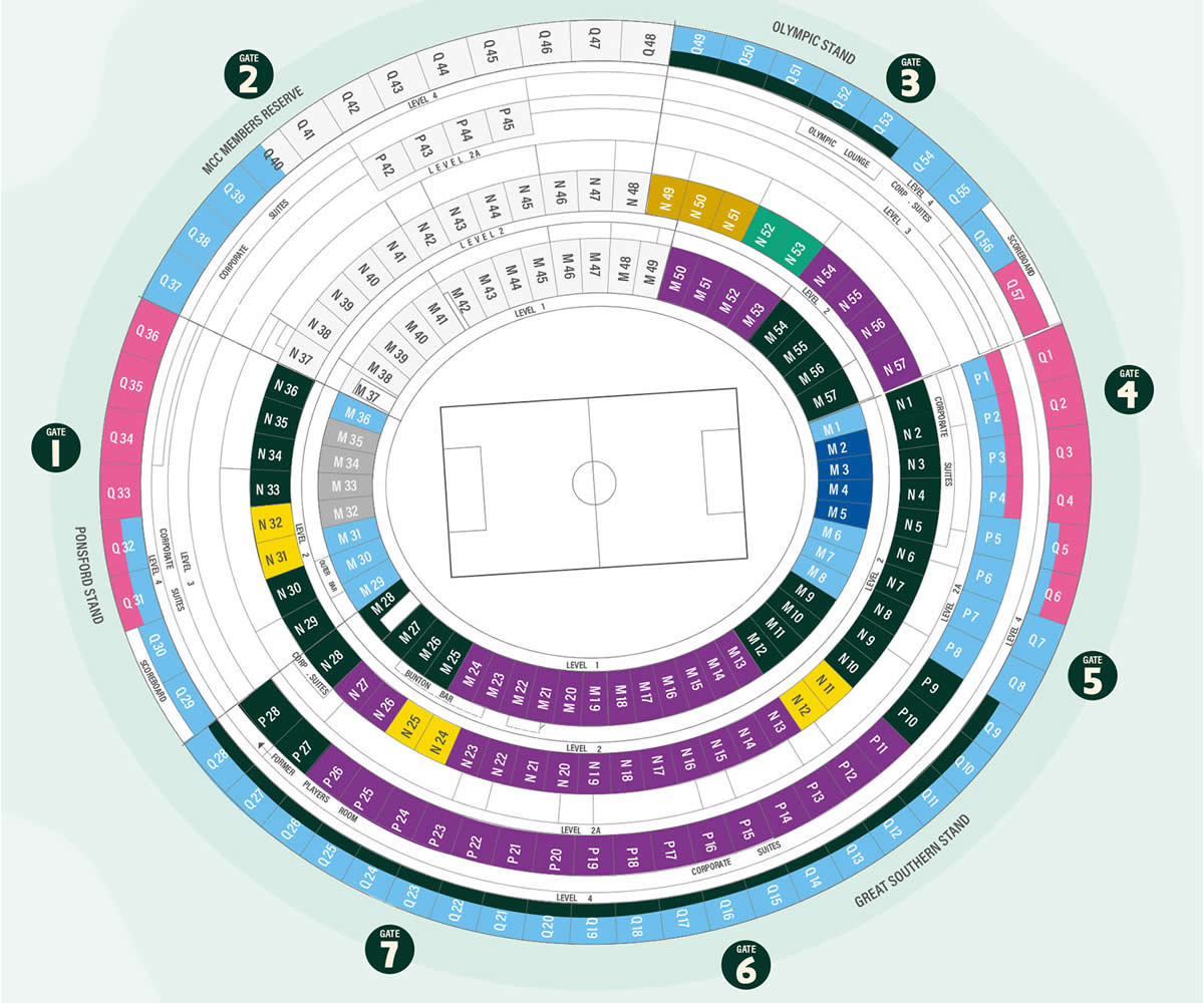 Melbourne Cricket Ground, Melbourne, Australia / Melbourne Cricket Ground, Melbourne, Australia Venue Seating Plan