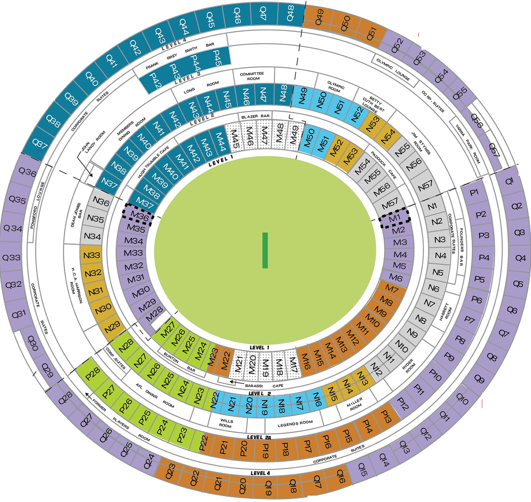 Melbourne Cricket Ground, Melbourne, Australia Seating Plan