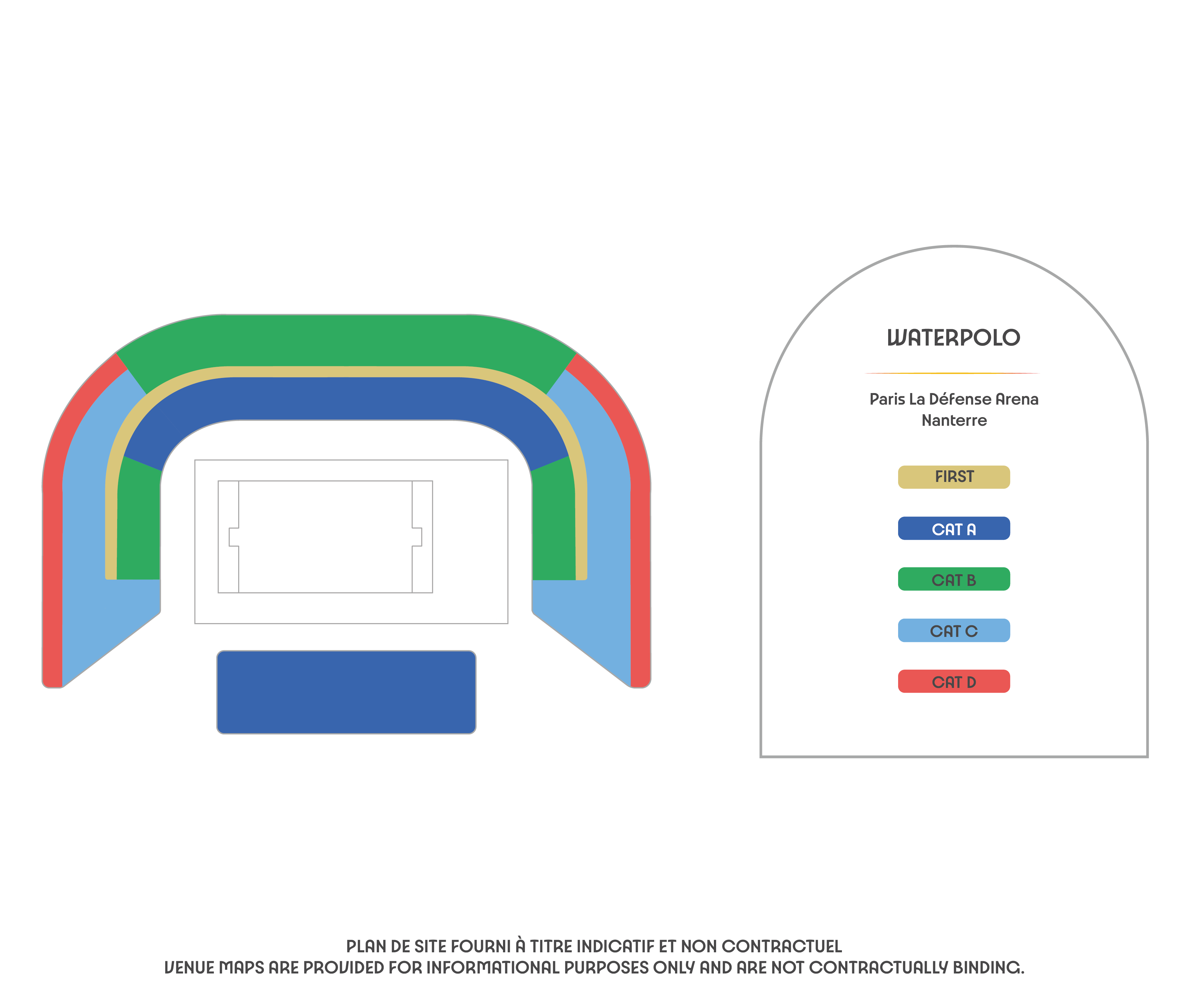 Paris La Defense Arena - Water Polo, Paris, France / Paris La Defense Arena - Water Polo, Paris, France Venue Seating Plan