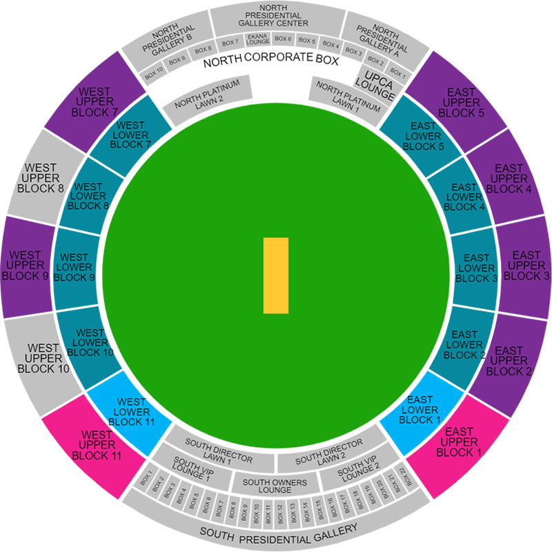 BRSABV Ekana Cricket Stadium, Lucknow, India Seating Plan