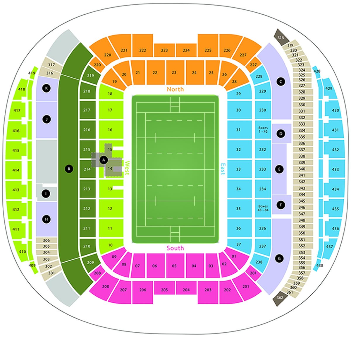 GIO Stadium Canberra, Bruce, Australia Seating Plan