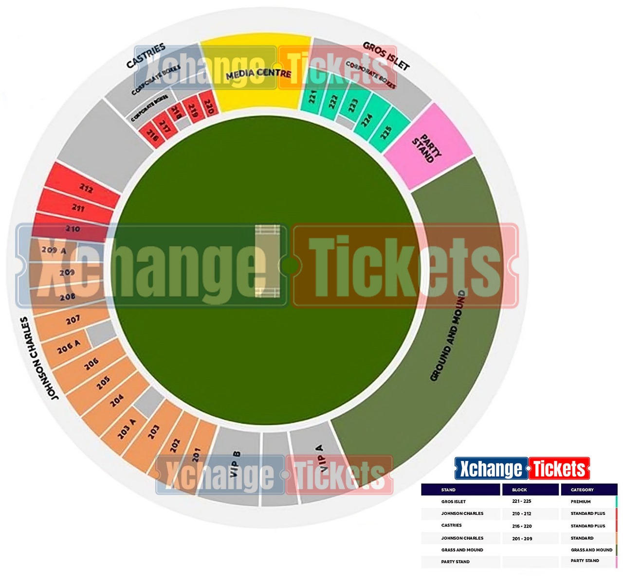 Daren Sammy Cricket Ground, Gros Islet, Saint Lucia Seating Plan