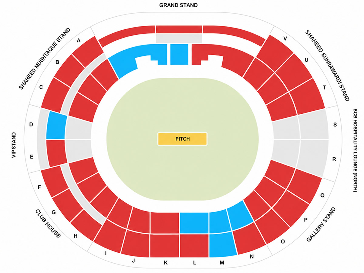 Shere Bangla National Stadium, Mirpur, Bangladesh / Shere Bangla National Stadium, Mirpur, Bangladesh Venue Seating Plan