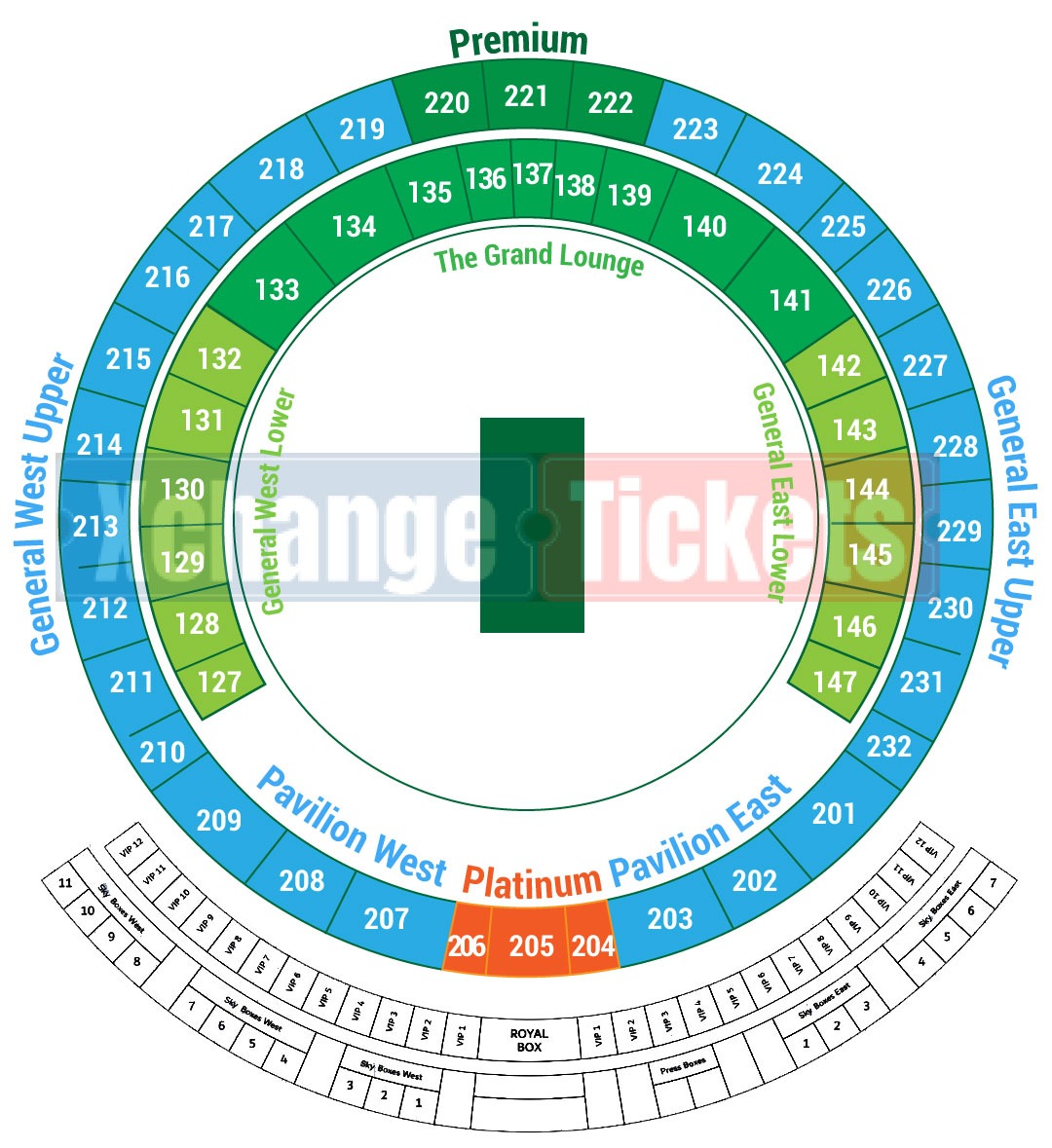 Dubai International Cricket Stadium, Dubai, United Arab Emirates Seating Plan